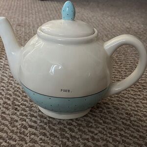Charming White and Blue Teapot by POUR